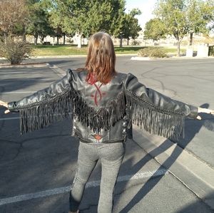 Leather HD jacket/Paris Hilton shoes